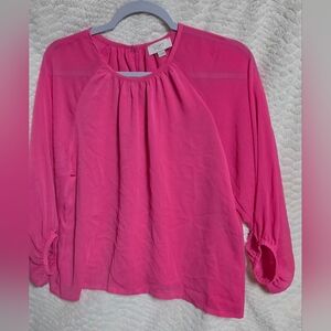 LOFT  Brigth  Pink  Puff Long Sleeve Blouse Size M